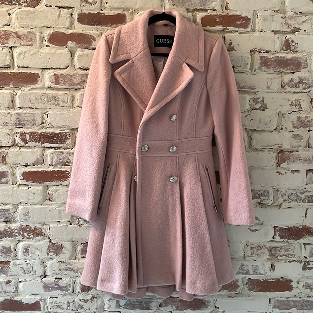 Ladies Guess Brand Fit and Flare Pea Coat, Size Medium